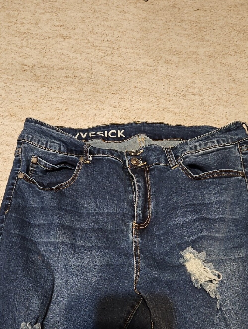 torrid Dark Indigo Distressed Skinny Jeans - Picture 3 of 7